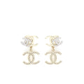 Chanel Multi CC Drop Earrings With Crystal And Pearl