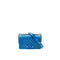 CHANEL SMALL LE BOY BAG IN PATENT LEATHER BLUE