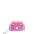 Gucci GG Marmont Camera Bag Velvet Pink With Crystal