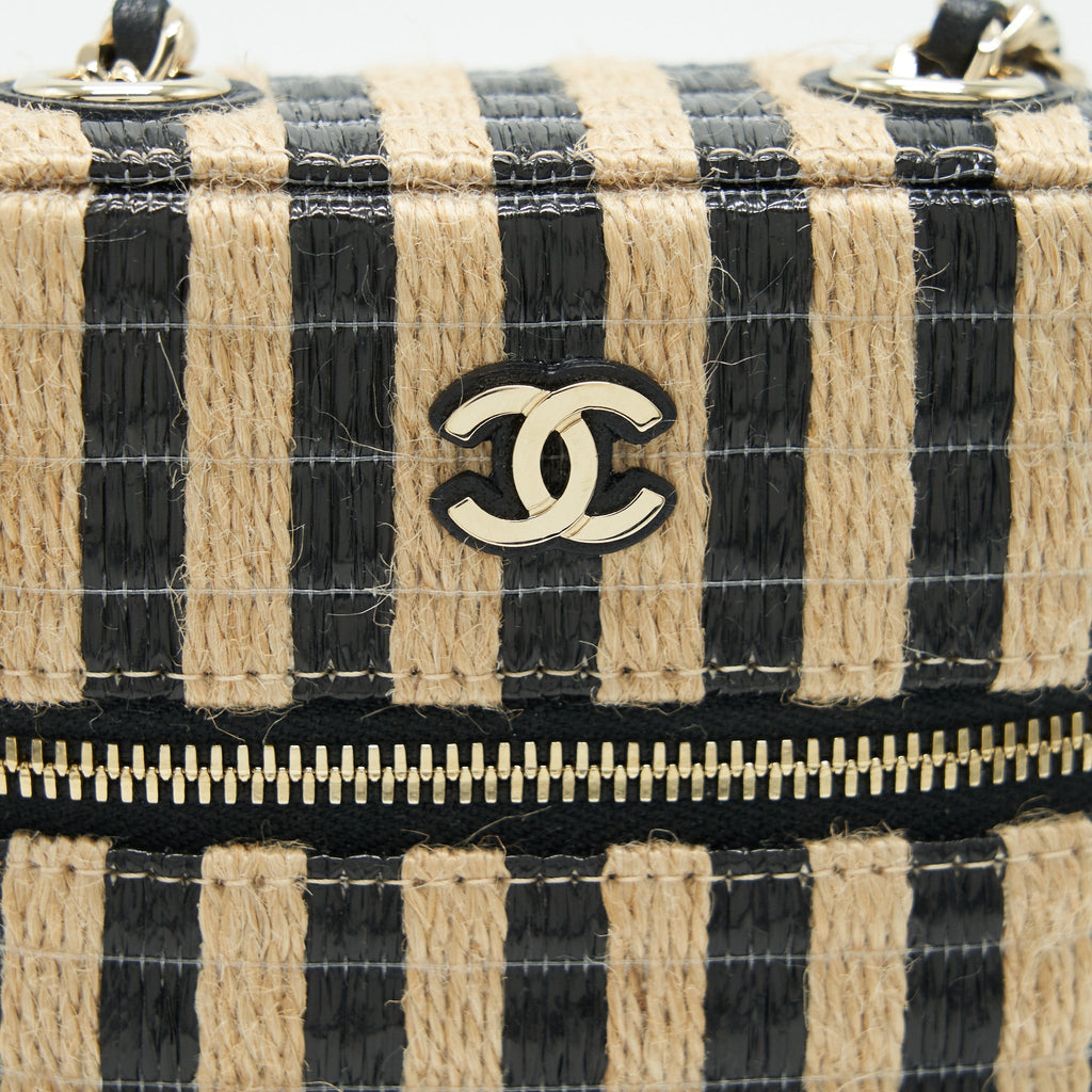 CHANEL VANITY PHONE HOLDER WITH CHAIN BLACK & BEIGE