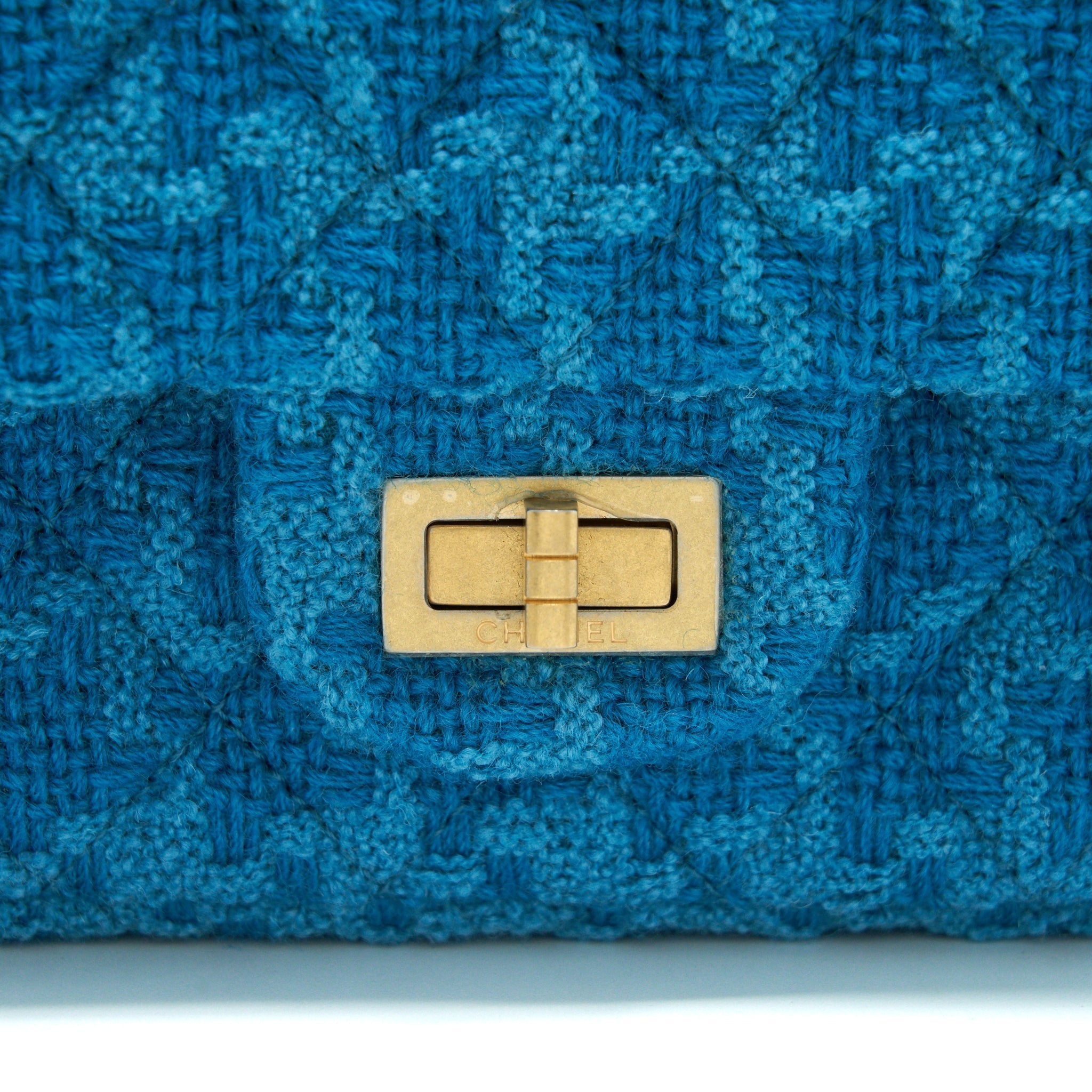 Chanel Tweed 2.55 Small Reissue Flap Bag Blue Brushed