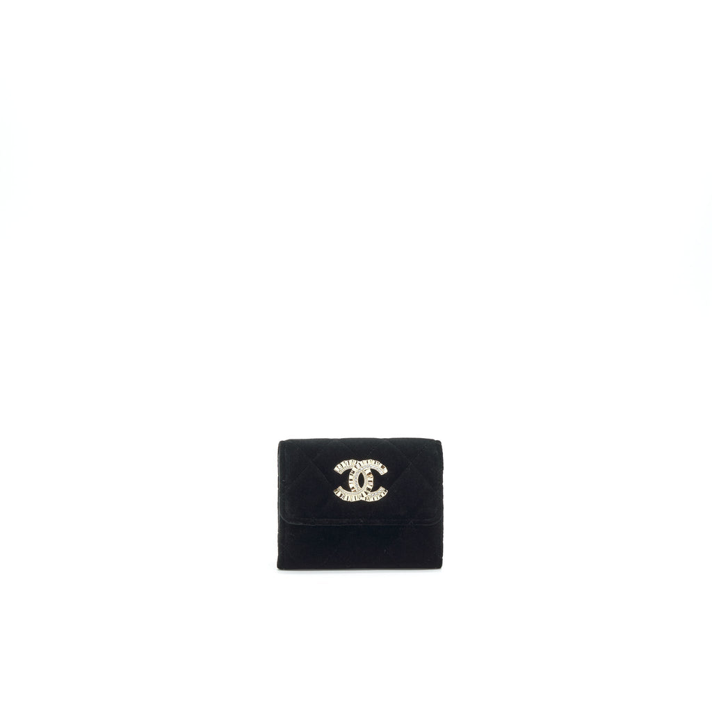 Chanel 21A velvet CC Crystal Logo  Holder