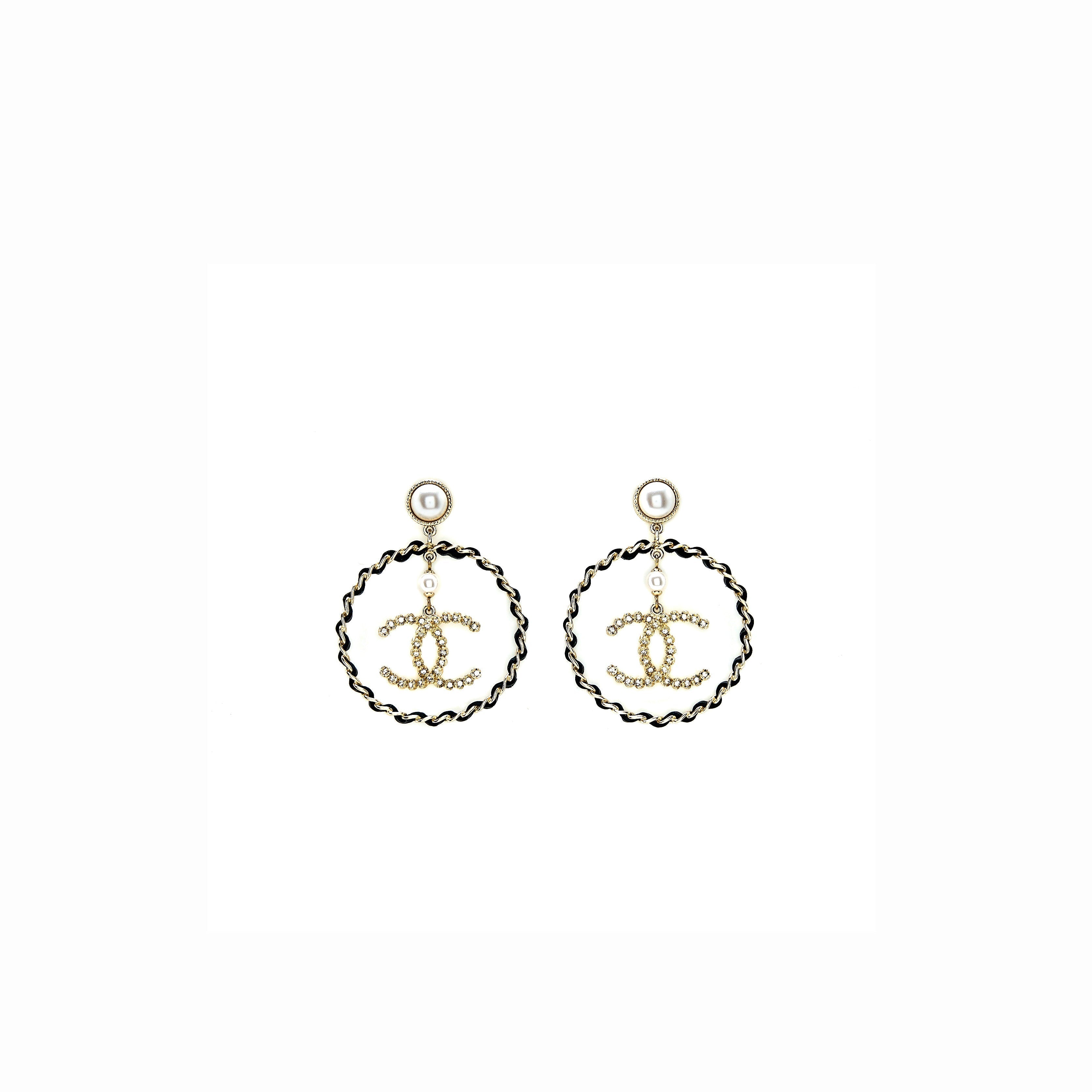 Chanel Giant Round CC Earring Black/Gold Tone