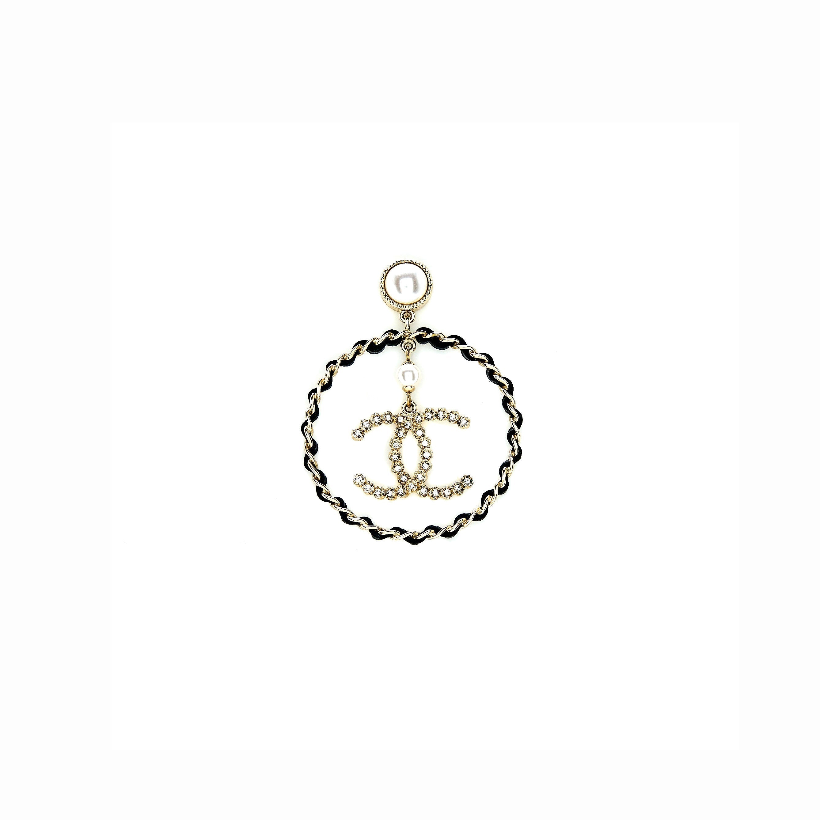 Chanel Giant Round CC Earring Black/Gold Tone
