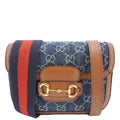 GUCCI Horsebit 1955 Flap Mini Denim Shoulder Bag Blue 658574