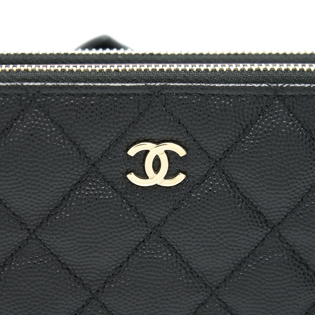 Chanel Double Zip Wallet on Chain Caviar Black L