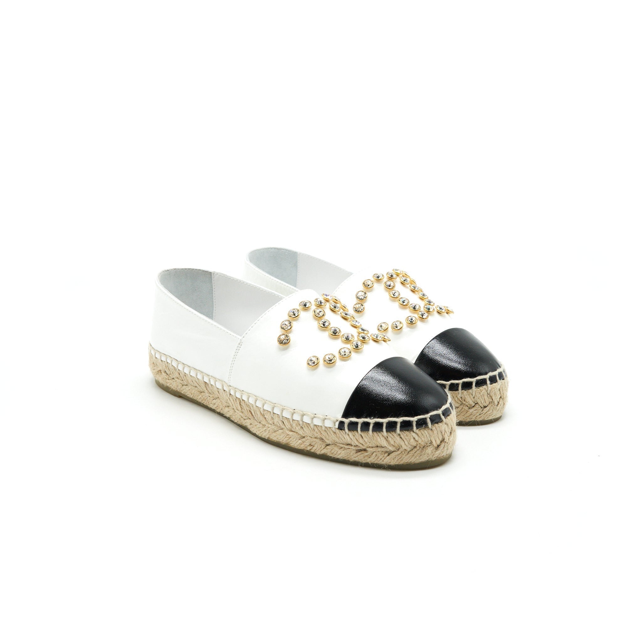 CHANEL White & Black Espadrilles Size35