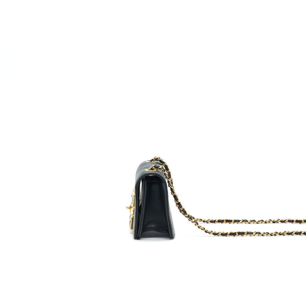 Chanel Small Flap Bag with Calfskin, Pearl , Resin Black