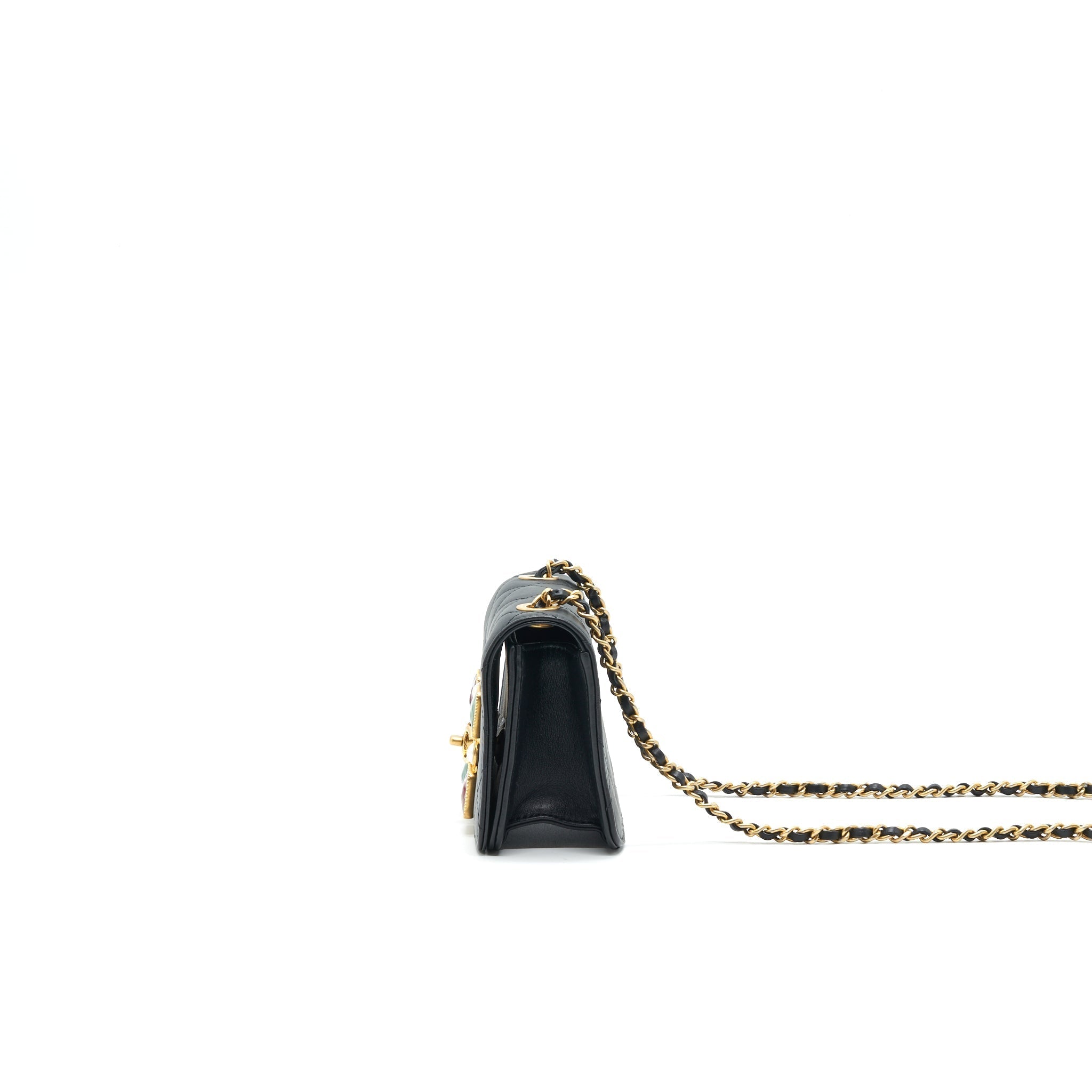 Chanel Small Flap Bag with Calfskin, Pearl , Resin Black