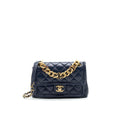 Chanel Quilted Flap Bag Navy with Brushed