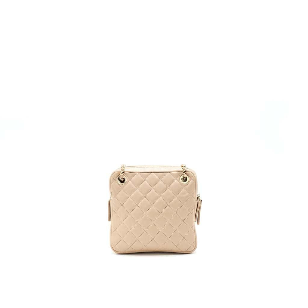 Chanel Quilted Chain Shoulder Bag/ Crossbody Bag beige L