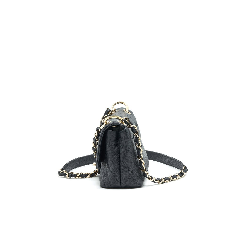 Chanel Caviar quilted flap Bag with handle and Chain Black L
