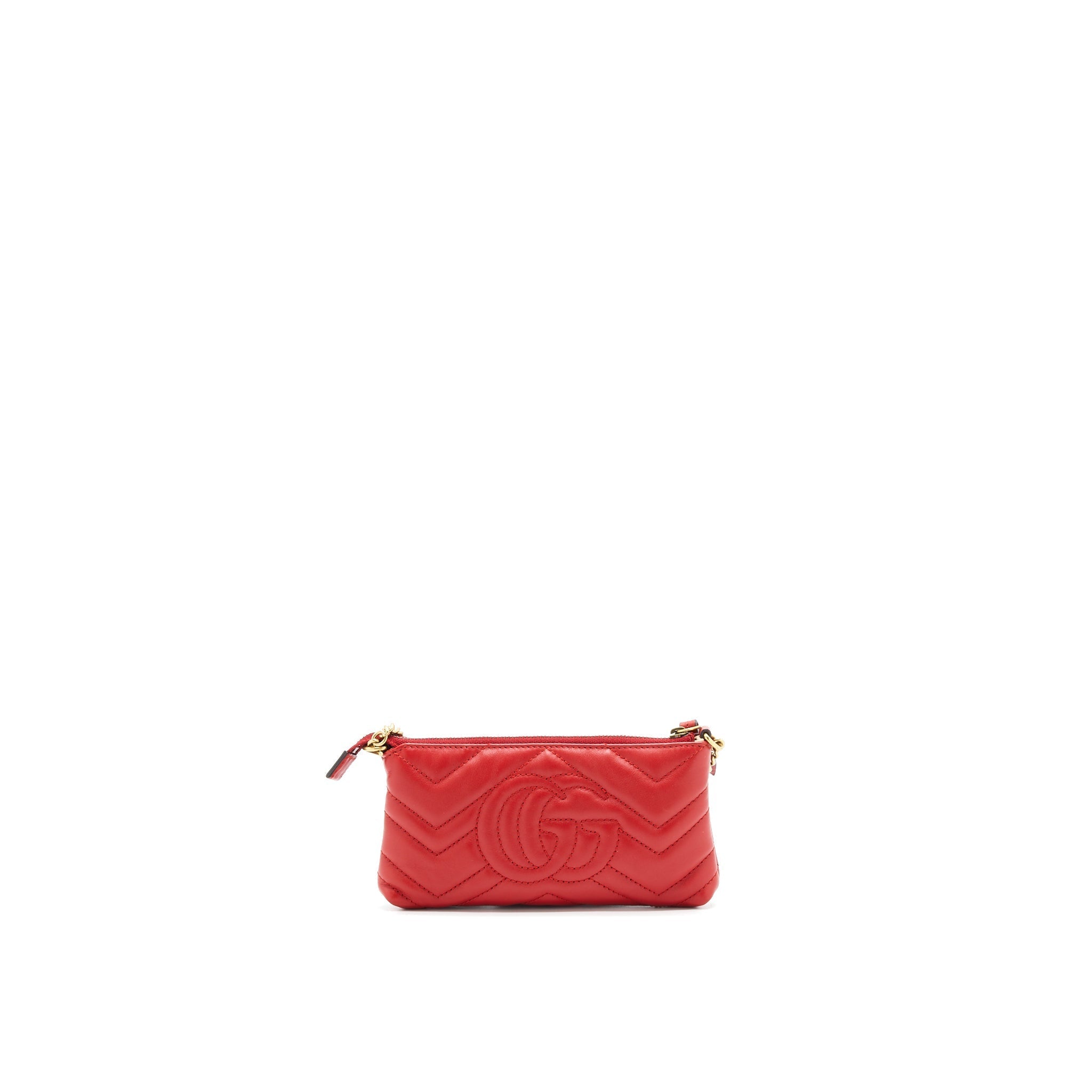 Gucci marmont mini pouch with chain red