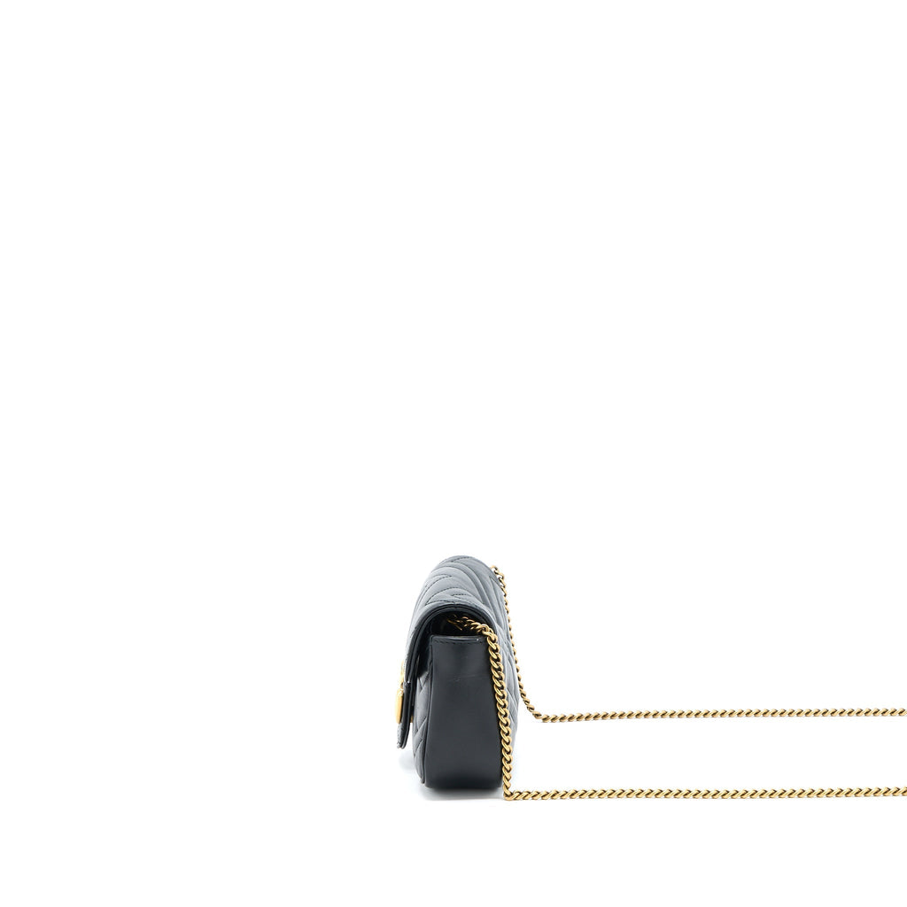 Gucci GG Marmont Super Mini Chain Bag Calfskin Black Brushed