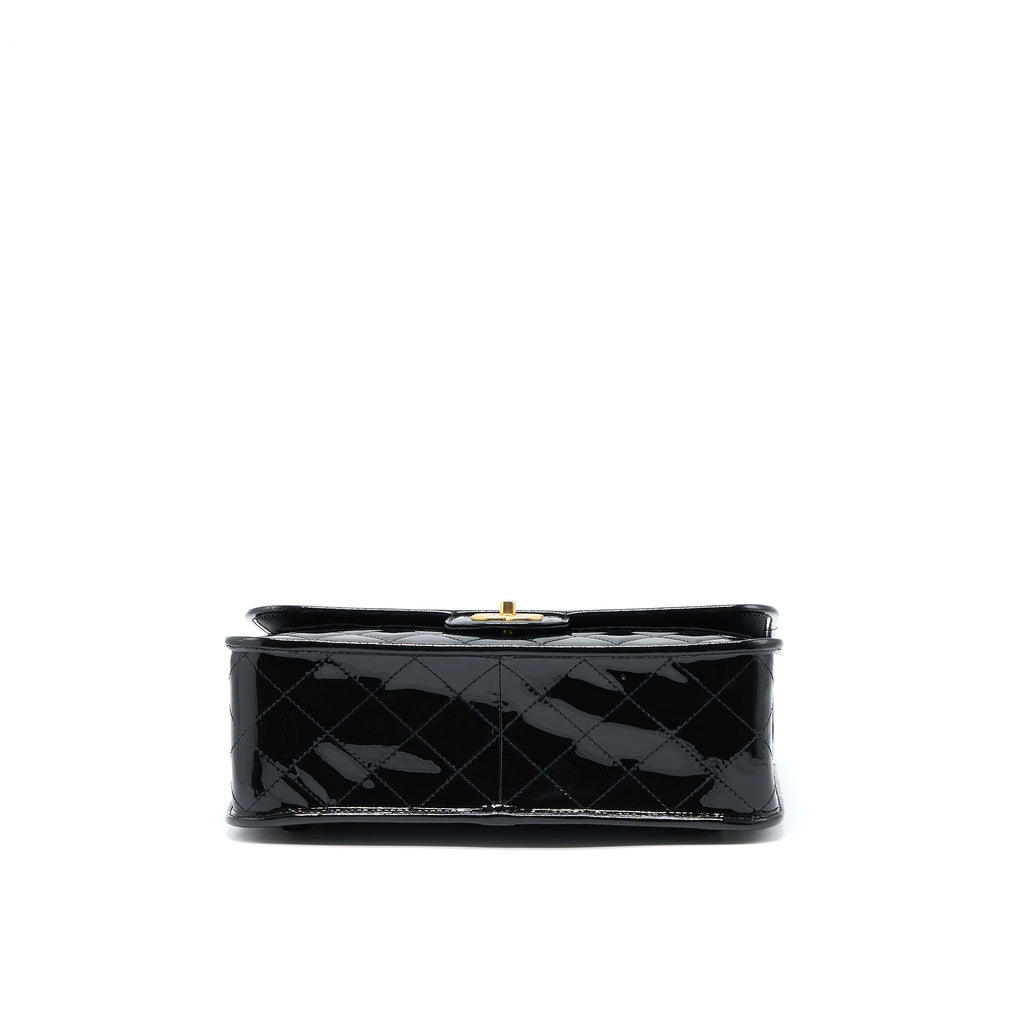 Chanel 22K Large Backpack Patent Black Brushed  (Microchip)
