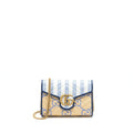 Gucci GG Marmont Flap Bag Matelasse Raffia Blue/Multicolour Brushed