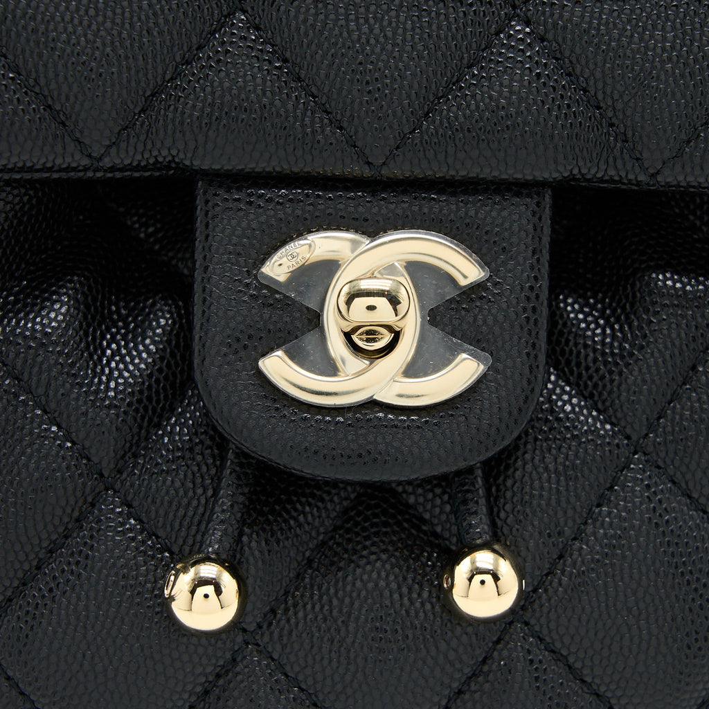 Chanel 23s Mini Flap Backpack Caviar Black L (Microchip)