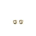 Chanel 23P CC Logo Crystal Round Earrings Light Gold Tone