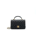 Chanel Rectangular Mini Top Handle Flap Bag granied calfskin black