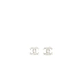 Chanel CC Logo Earrings Crystal Silver Tone