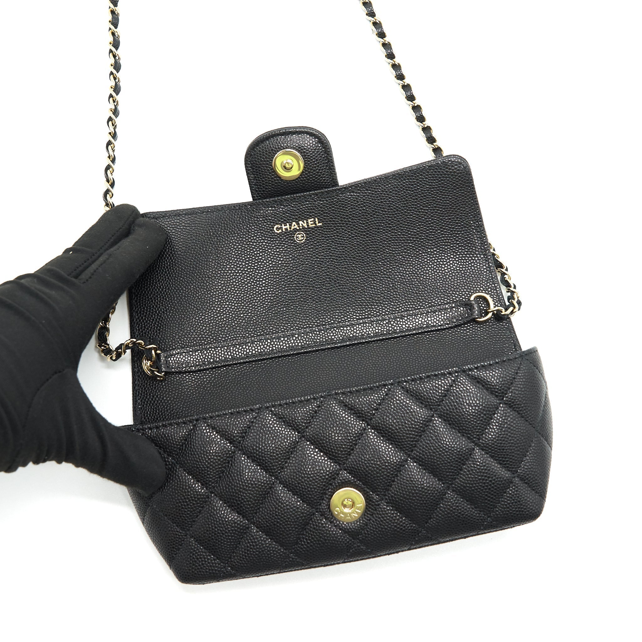 Chanel Glasses Case With Classic Chain Black L