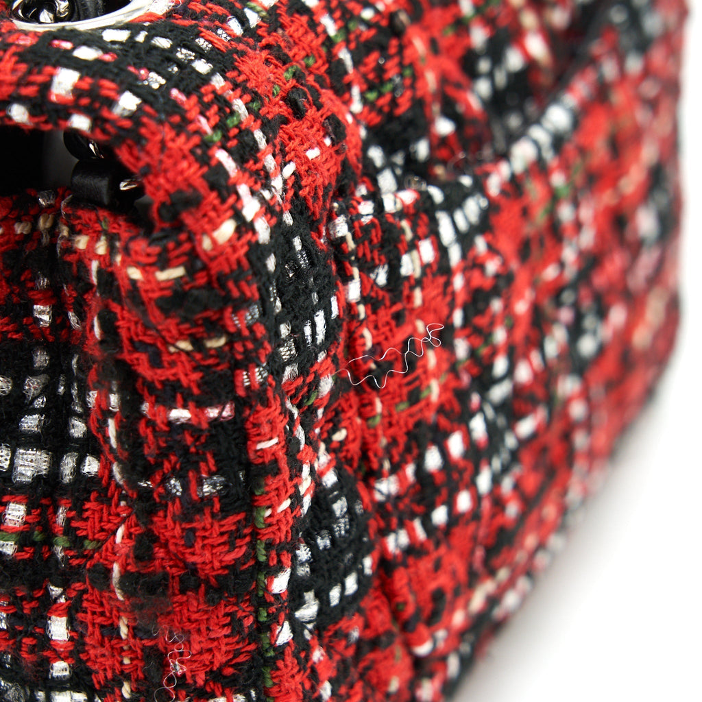 CHANEL SMALL RECTANGULAR RED BLACK TWEED IN