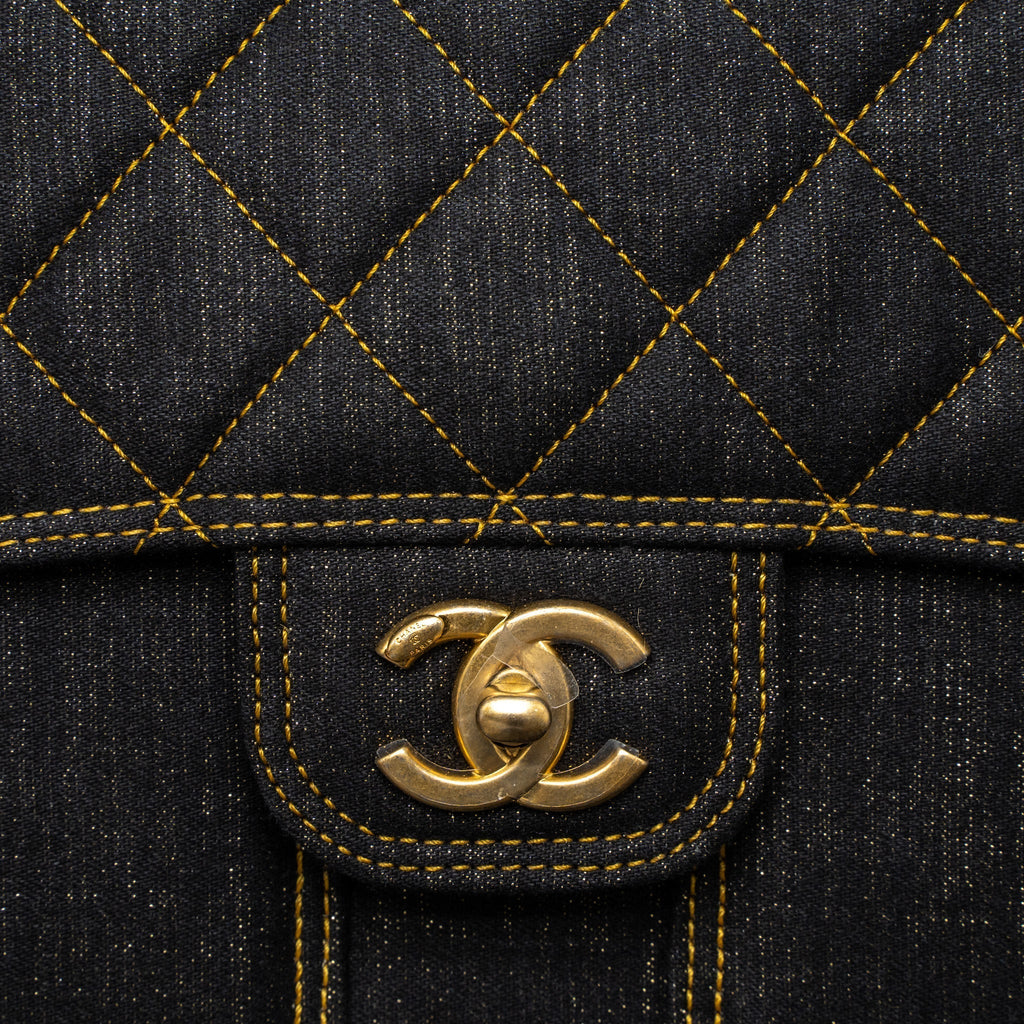 Chanel 23S Flap Backpack Denim Dark Blue Brushed  (Microchip)