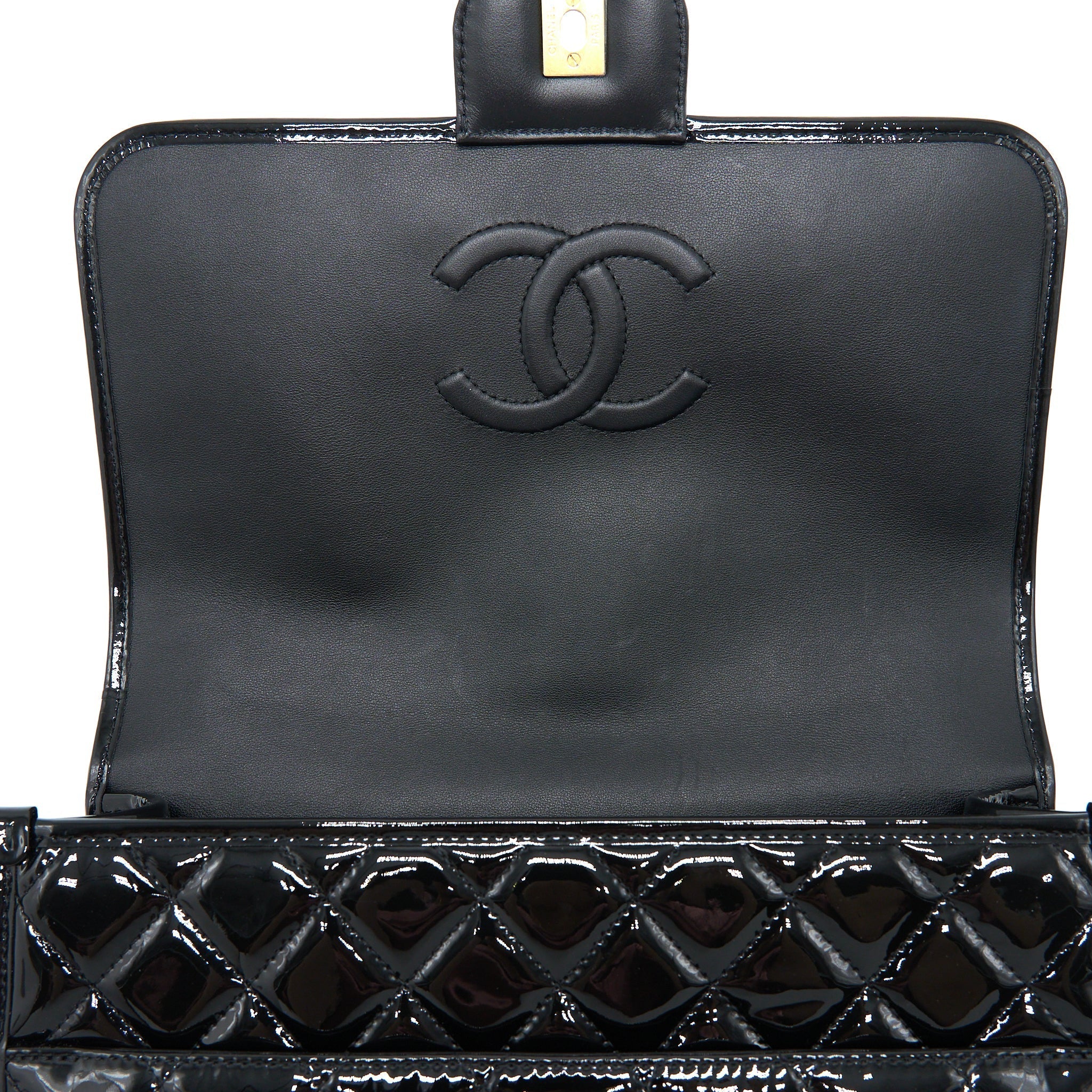 Chanel 22K Large Backpack Patent Black Brushed  (Microchip)
