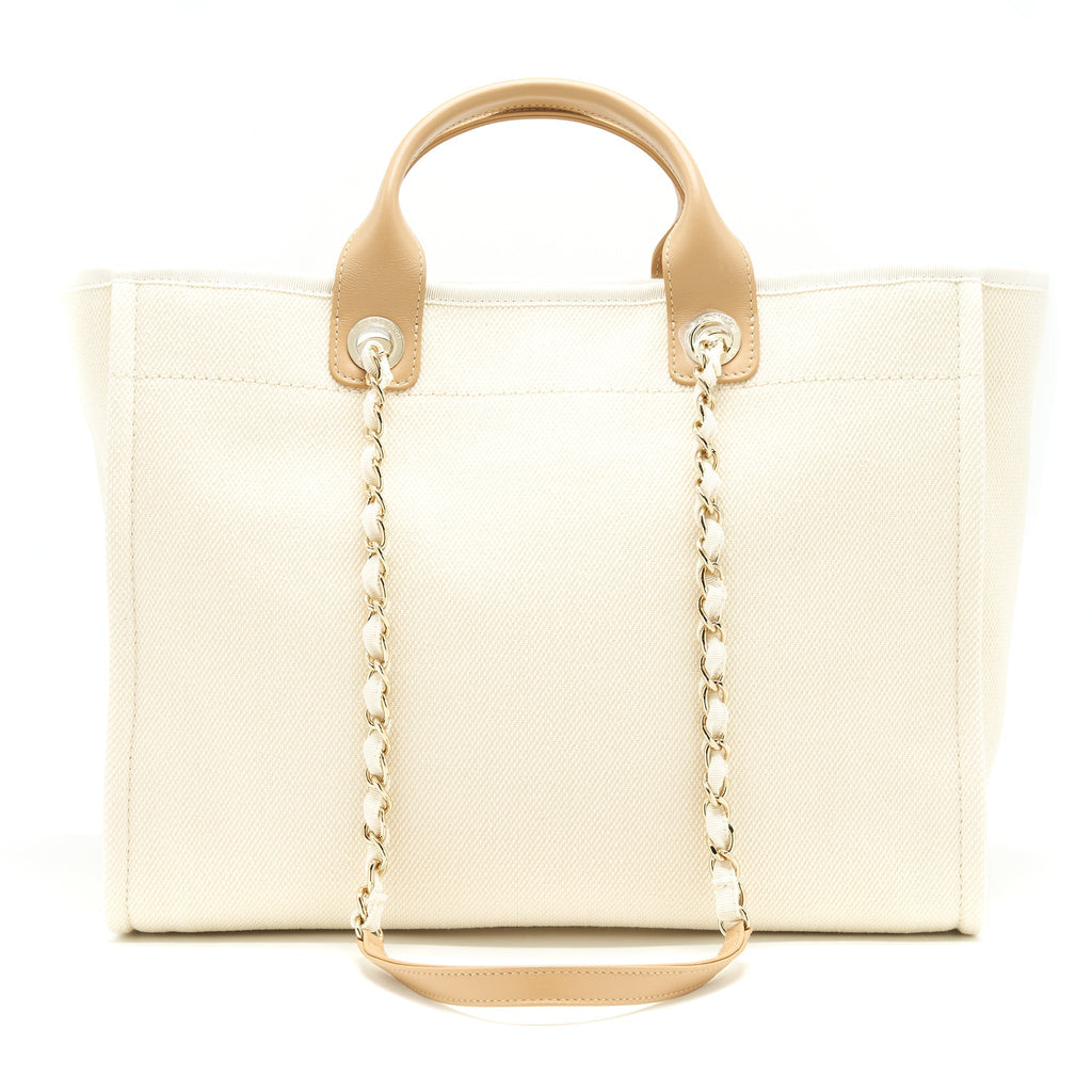Chanel Deauville Tote Bag In Creamy White/ Beige
