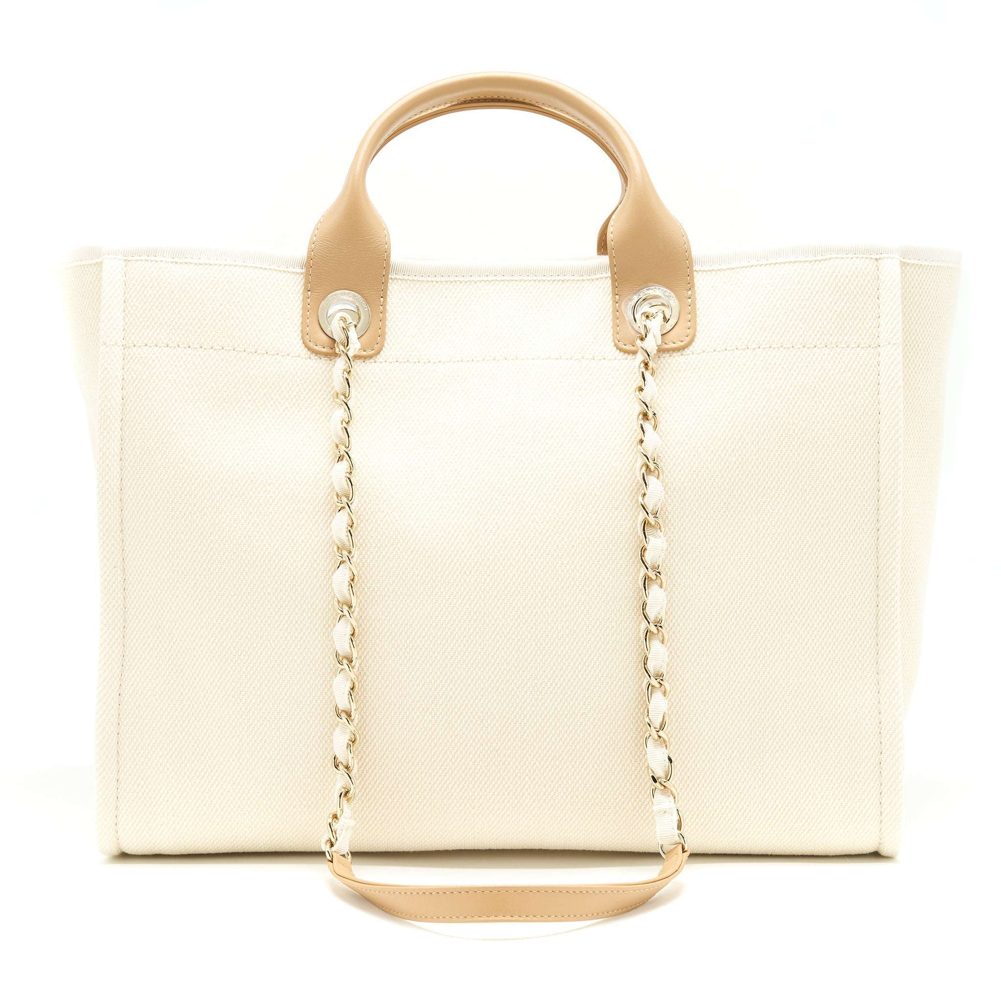 Chanel Deauville Tote Bag In Creamy White/ Beige
