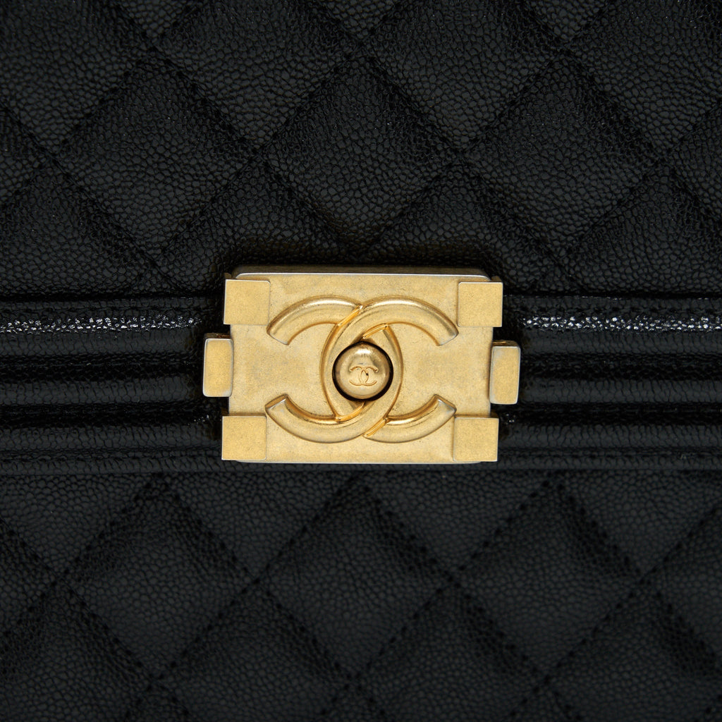 Chanel Vertical Boy Bag Carviar large Black