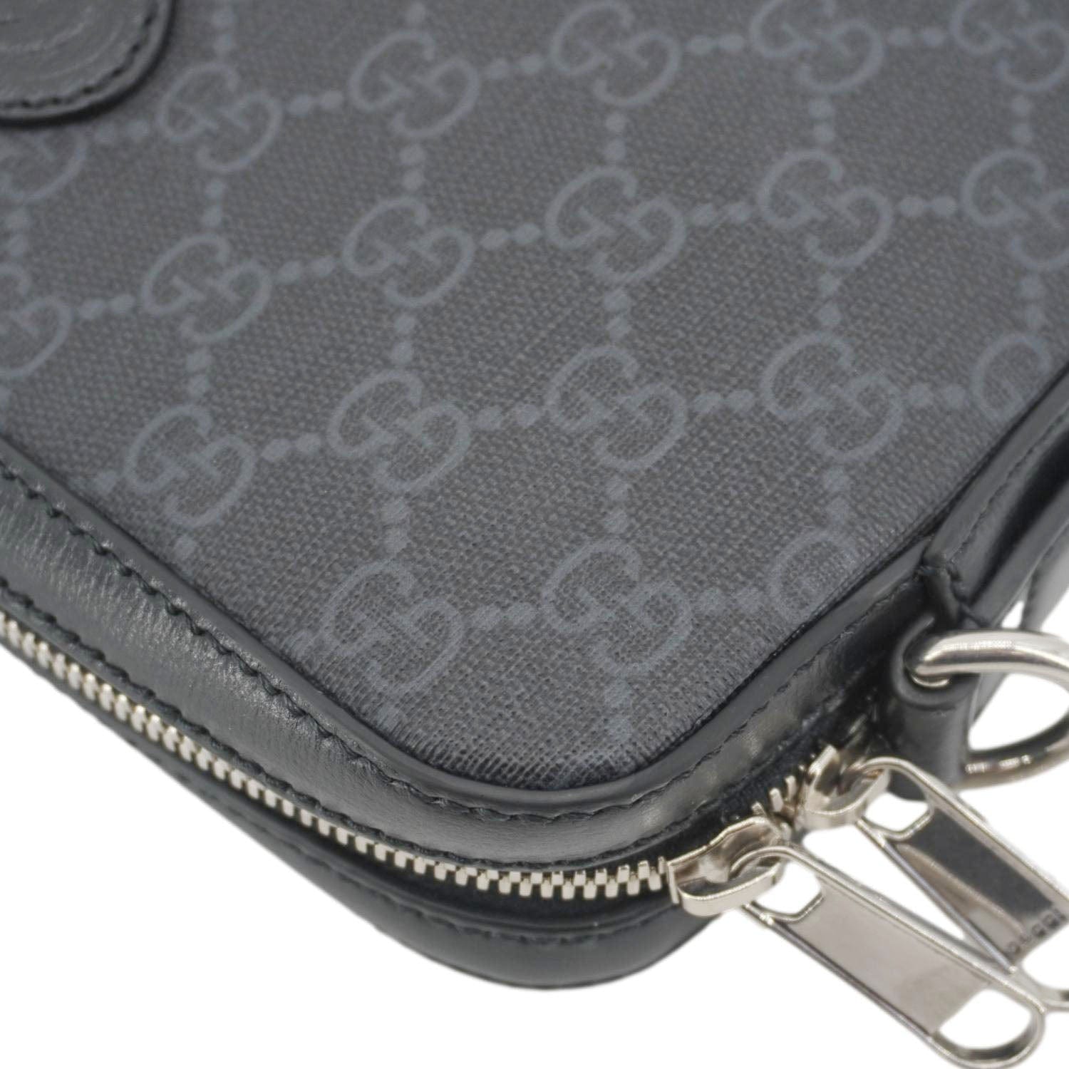 GUCCI Azalea Retro Interlocking G Supreme Canvas Shoulder Bag Black 703468