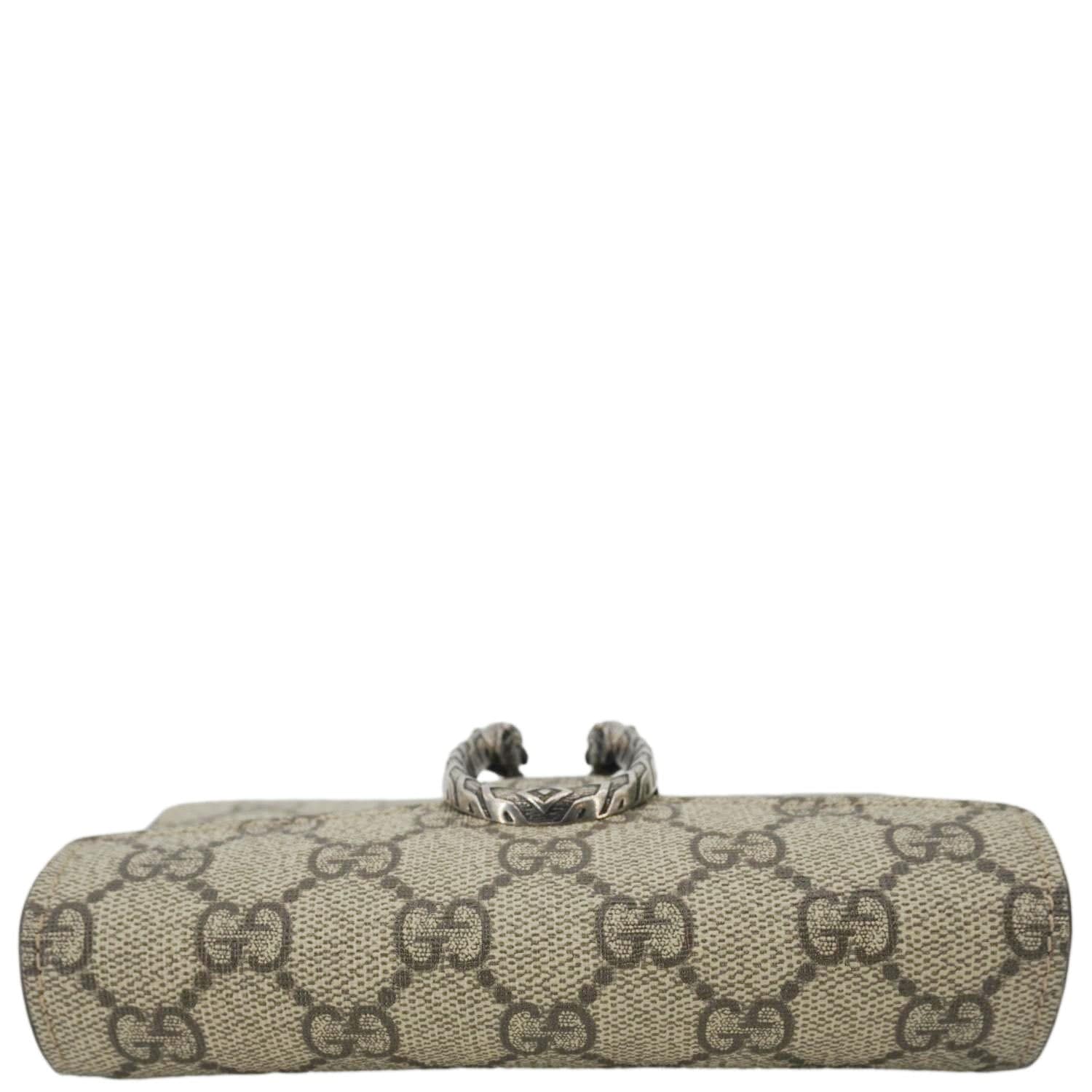GUCCI Dionysus Super Mini GG Supreme Canvas Crossbody Bag Taupe 476432