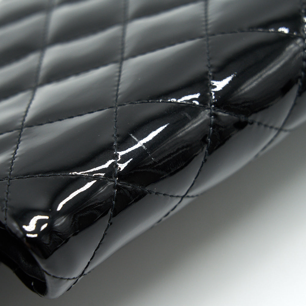 Chanel Fold Over Clutch Patent Leather Black