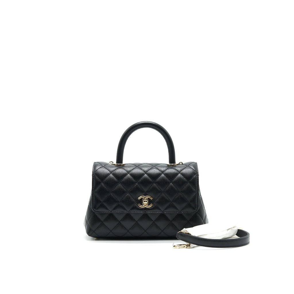 Chanel 21K Small Coco Handle 24cm Caviar Black L