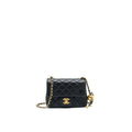 Chanel 22C Pearl Crush Mini Square Flap Bag Black Lambskin