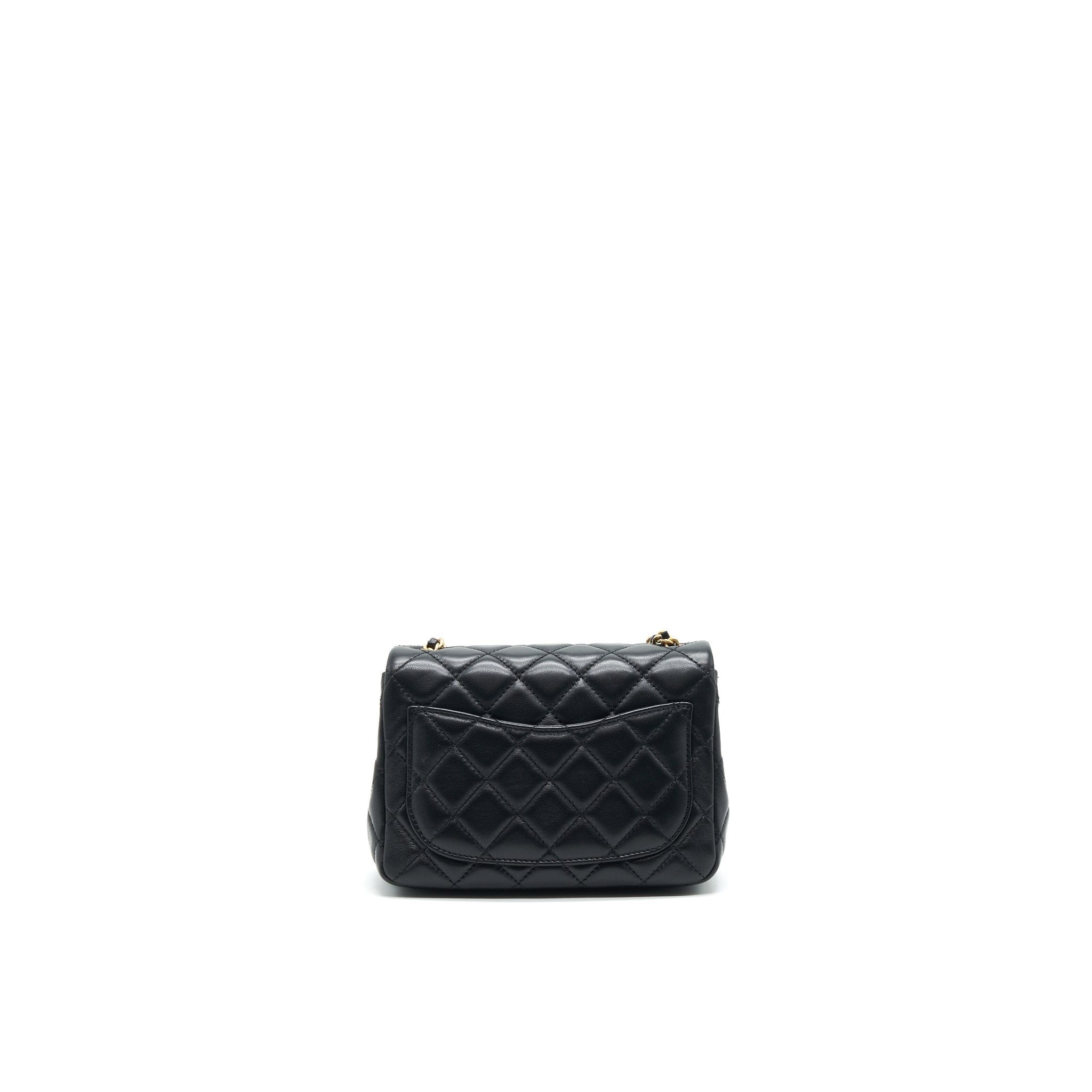 Chanel 21B Pearl Crush Mini Square Flap Bag Black