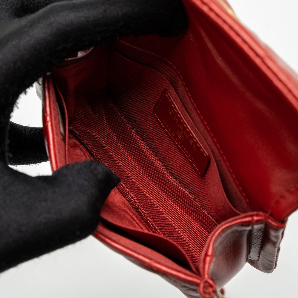 Chanel Quilted Mini Flap Belt Bag Lambskin Red Brushed
