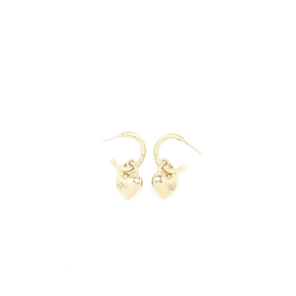 Chanel Heart CC Earrings Light Gold Tone