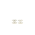 Chanel 23P CC Logo Earrings Large Model Crystal Light Gold Tone