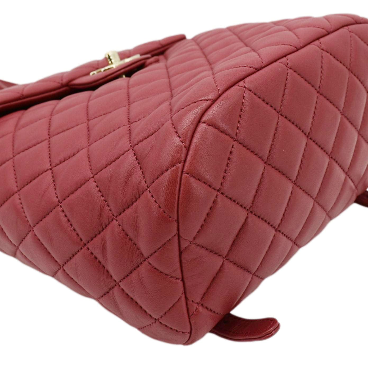CHANEL Urban Spirit Quilted Leather Backpack Bag Red