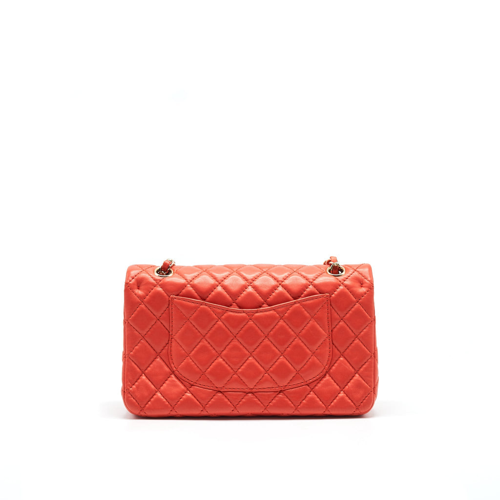 CHANEL CLASSIC MEDIUM DOUBLE FLAP LAMBSKIN IN CORAL L