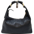 GUCCI Black Leather Horsebit Hobo Bag