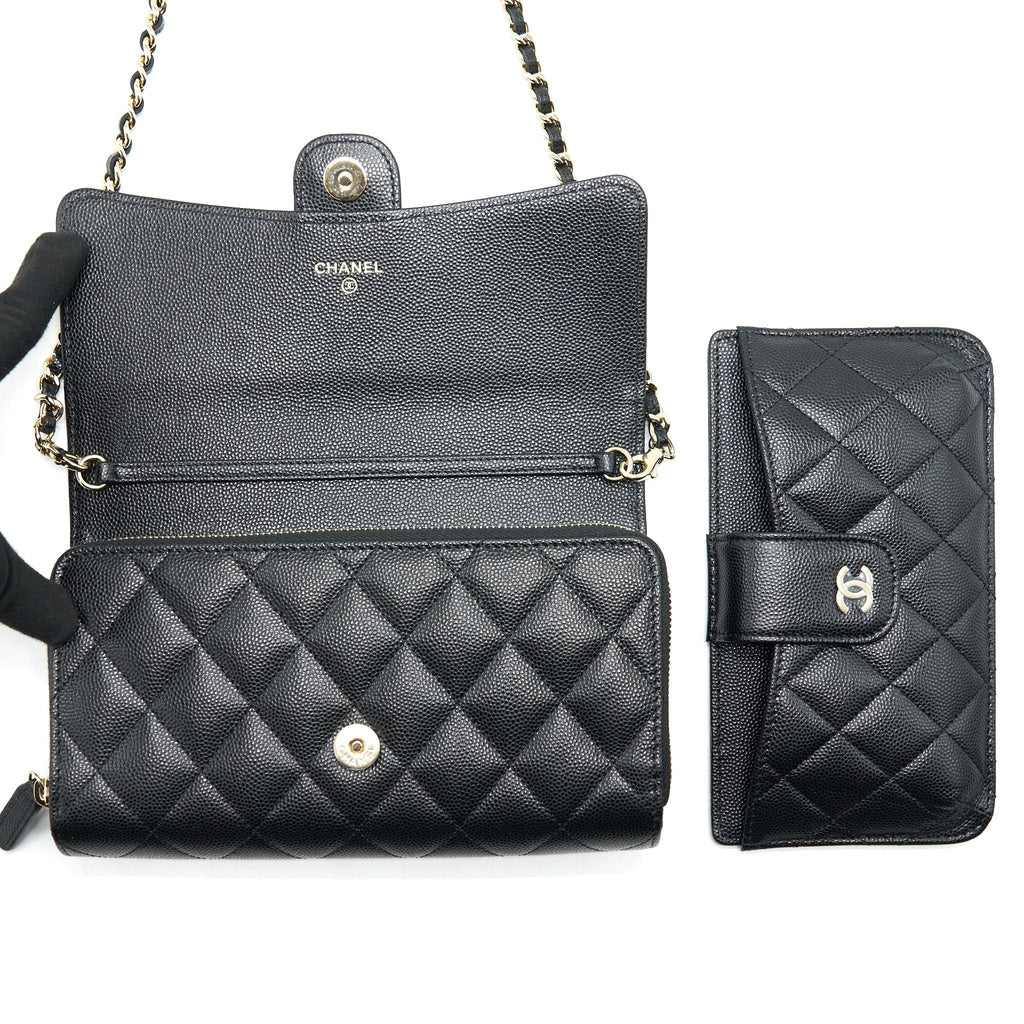 Chanel 3 In 1 Wallet On Chain Black Caviar L