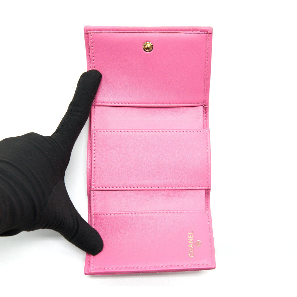 Chanel Boy Small Wallet Pink Brushed Lambskin