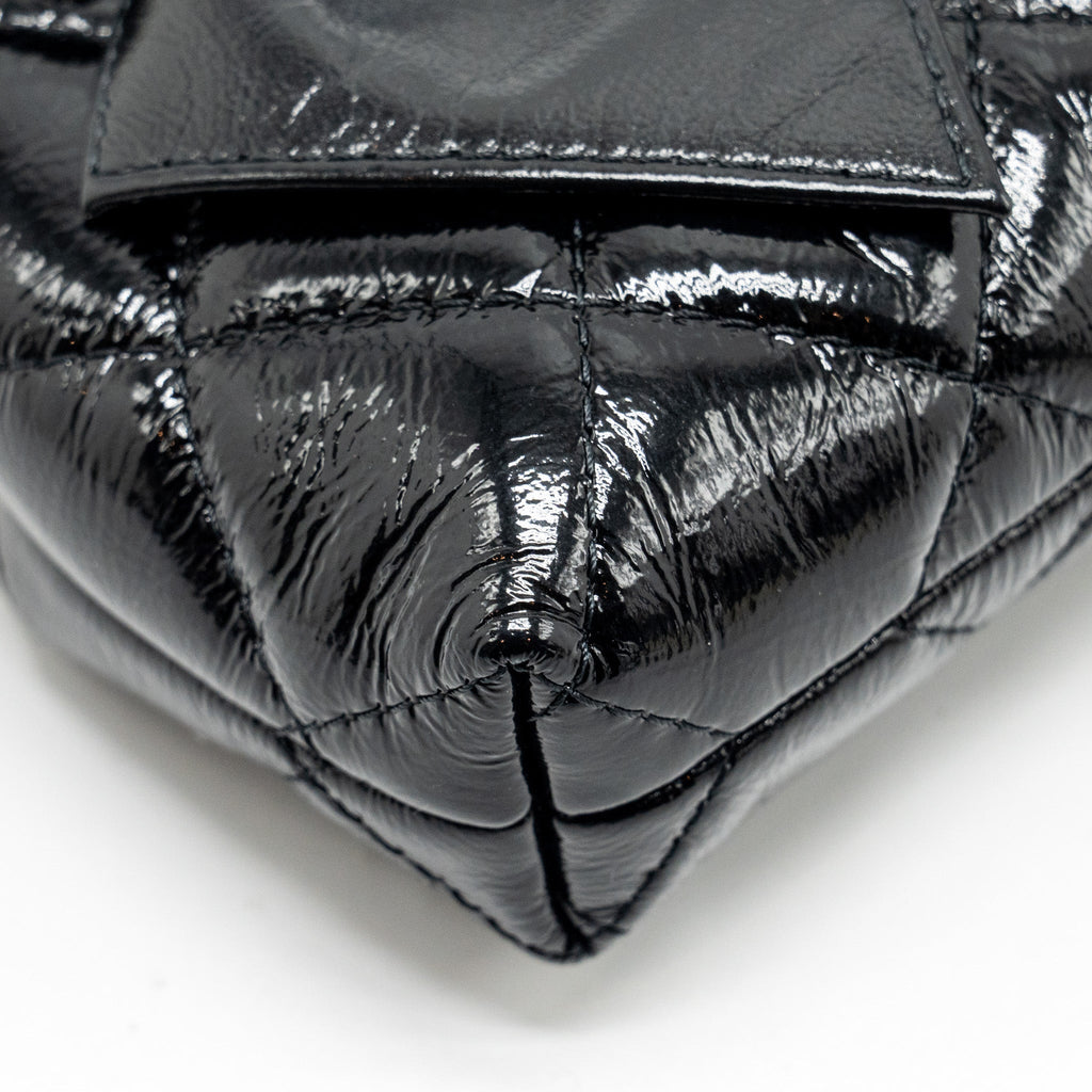 Chanel 24A Bowknot Clutch With Chain patent Crumpled Lambskin/Shiny Lambskin Black  (microchip)