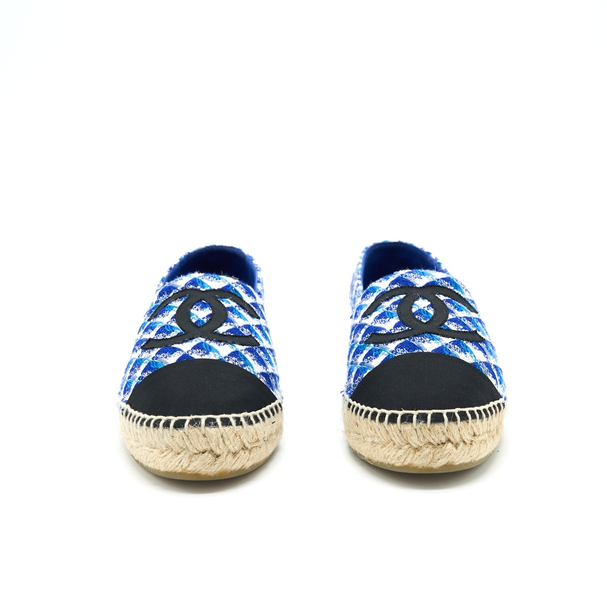 Chanel Espadrilles Size38 Black/Blue Tweed