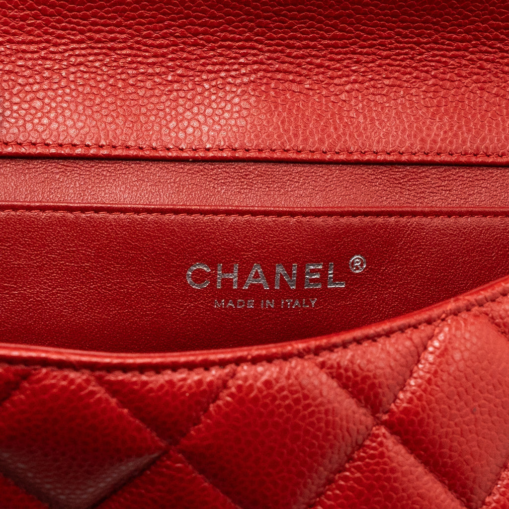 Chanel Timeless Flap Clutch With Chain Caviar Red
