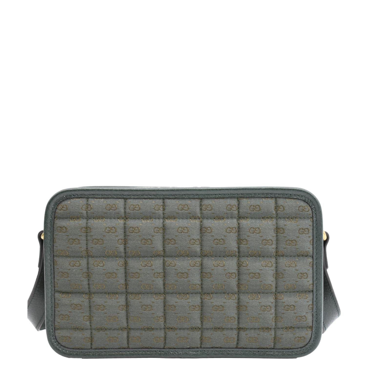 GUCCI Mini Quilted GG Supreme Canvas Crossbody Bag Green 751914