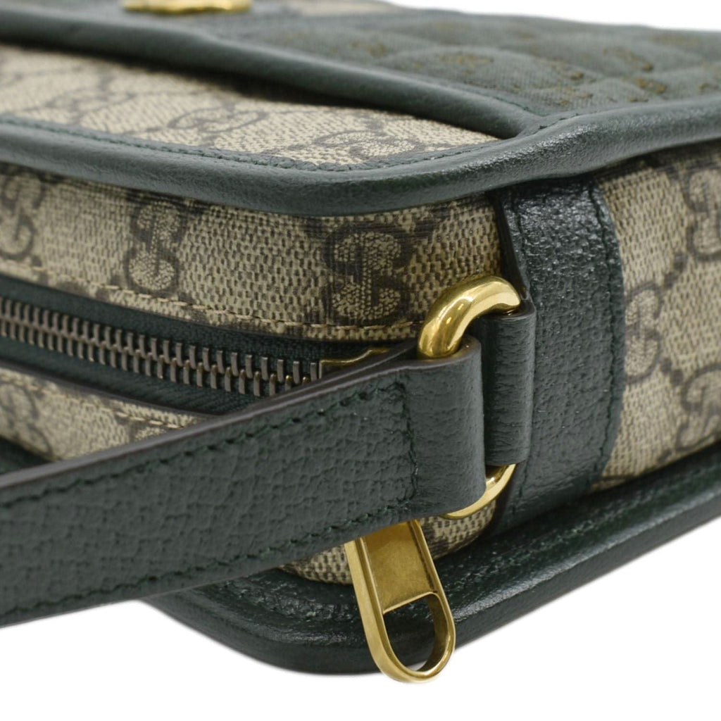 GUCCI Mini Quilted GG Supreme Canvas Crossbody Bag Green 751914
